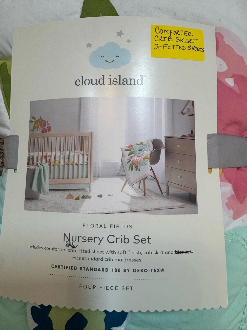 cloud island Pink & Aqua Floral Nursery Crib Quilt Set